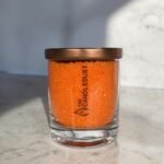 Orange.jpg Bekvapė biri žvakė stiklo indelyje - "Orange" 160 g.