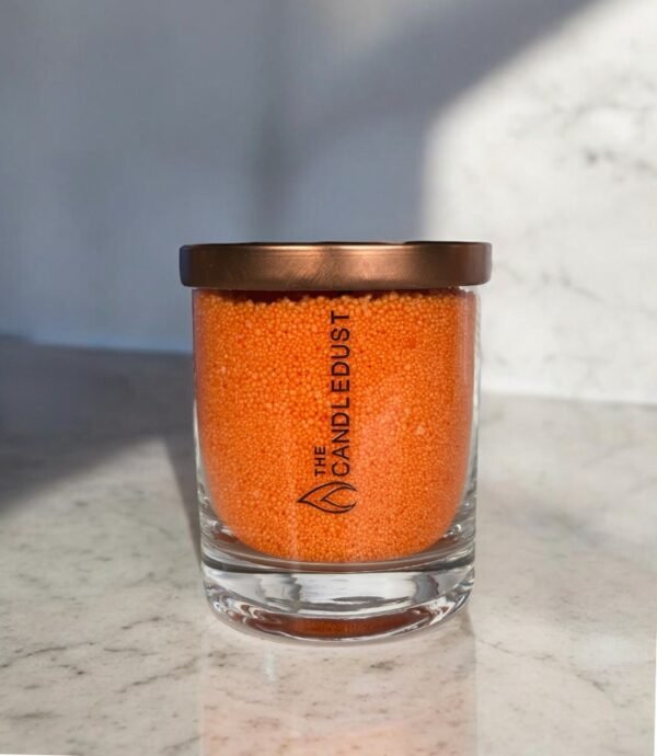 Orange.jpg Bekvapė biri žvakė stiklo indelyje - "Orange" 160 g.